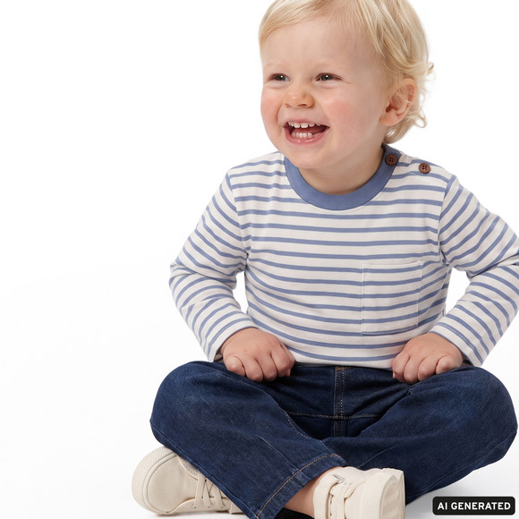 2 Baby Langarmshirts mit Brusttasche