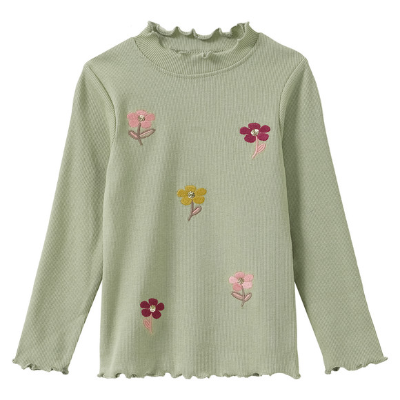Mädchen Langarmshirt mit Rippstruktur