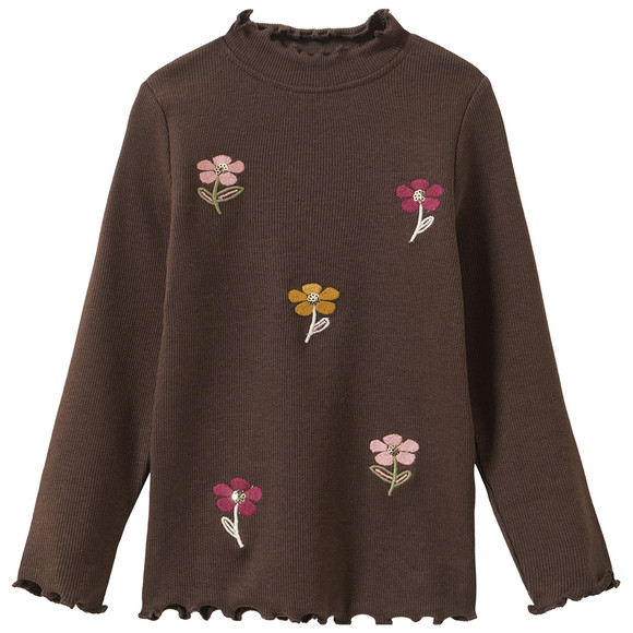 Mädchen Langarmshirt mit Rippstruktur