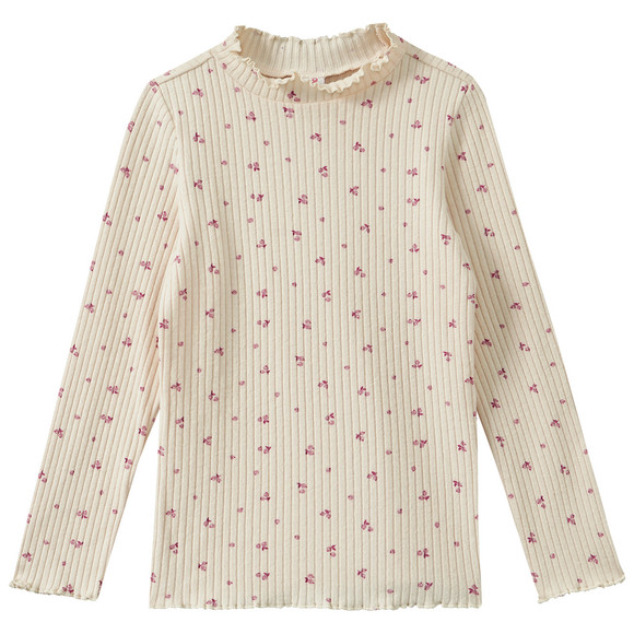 Mädchen Langarmshirt mit Rippstruktur