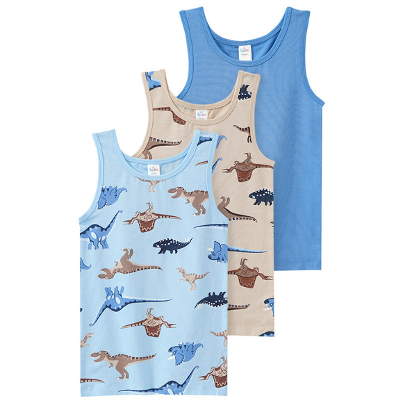 3 Jungen Unterhemden mit Dino-Motiven