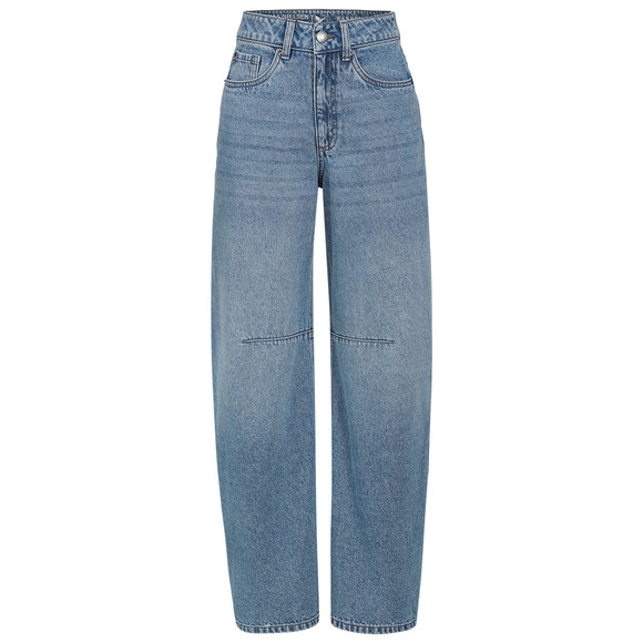 Damesjeans met barrel-pasvorm in denimlook