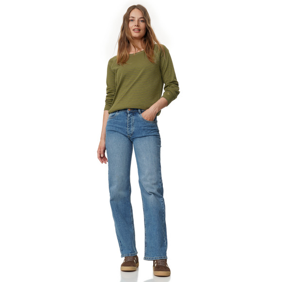 Dames-T-shirt met lange mouwen, gestreept