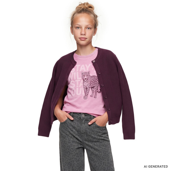 Mädchen Strickjacke mit Knöpfen