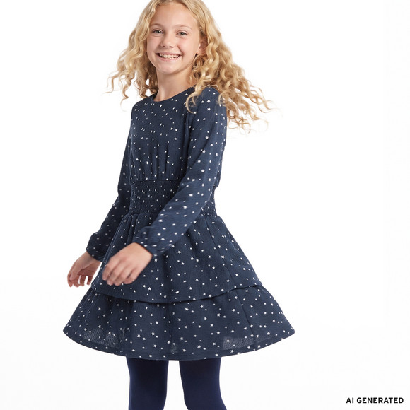 Mädchen Kleid mit Sternen-Allover
