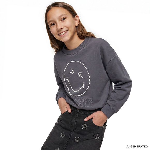 SmileyWorld Sweatshirt mit Ziersteinchen