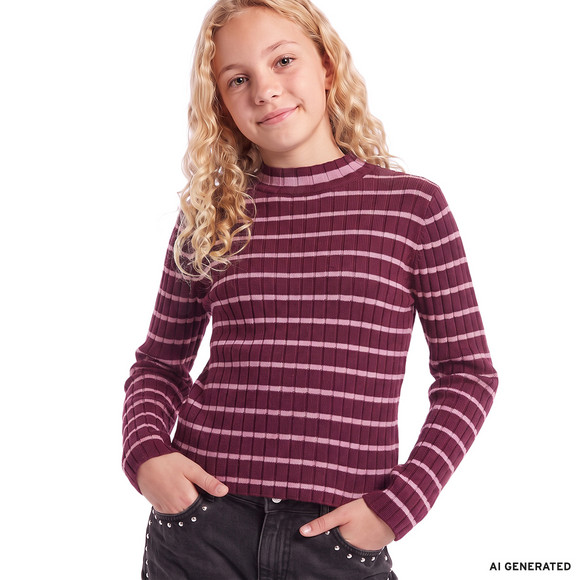 Mädchen Langarmshirt mit Rippstruktur
