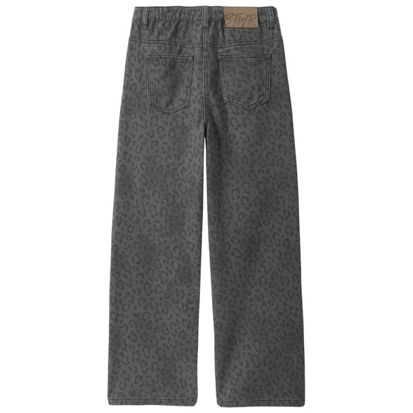 Mädchen Wide-Leg-Jeans mit Leo-Muster