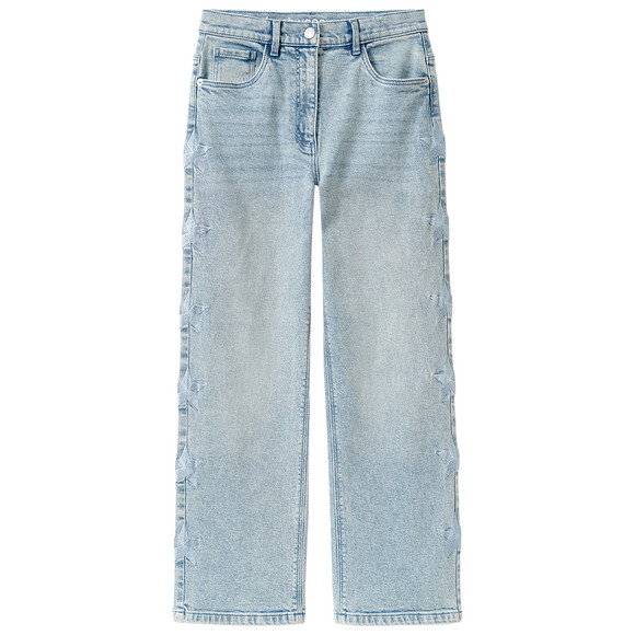 Mädchen Wide-Leg-Jeans mit verstellbarem Bund