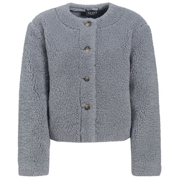 Damen Teddyjacke mit Knopfleiste