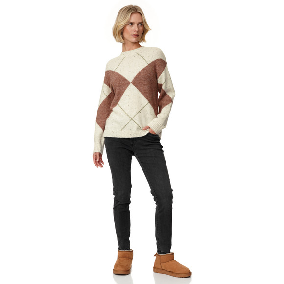Damen Strickpullover mit Rautenmuster