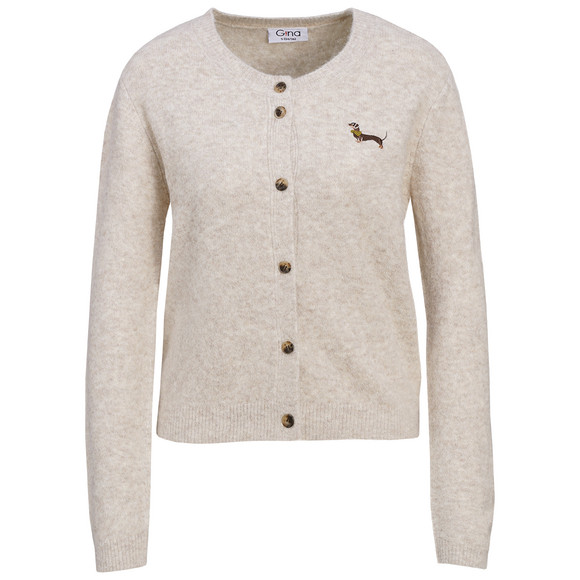 Damen Strickjacke mit Dackel-Stickerei