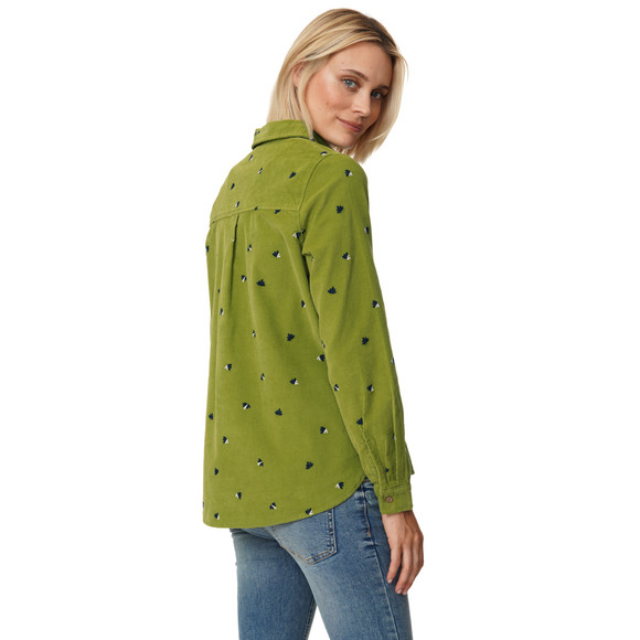 Damen Cordbluse mit floraler Stickerei