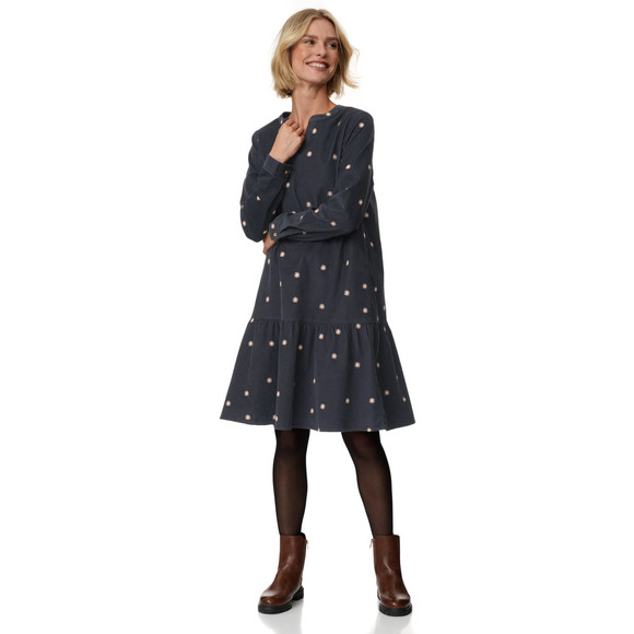 Damen Cord-Kleid mit Stickereien