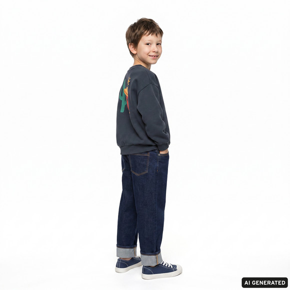 Jongenssweatshirt met opdruk op de rug
