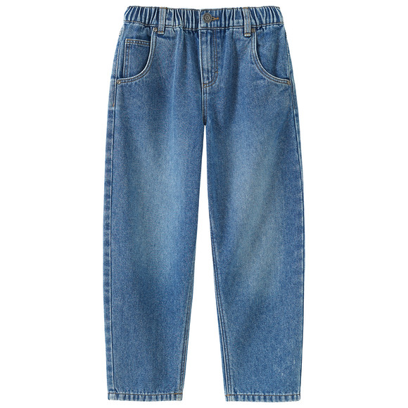Jongensjeans met barrel-pasvorm en used-was