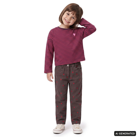 Meisjes-T-shirt met lange mouwen en strepen