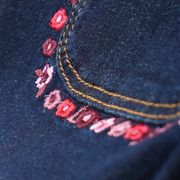 Jeansrok voor meisjes met bloemenborduursel