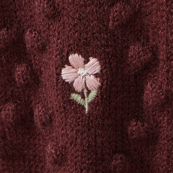 Mädchen Strickjacke mit Blumen-Stickerei