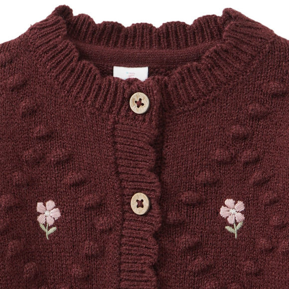 Mädchen Strickjacke mit Blumen-Stickerei