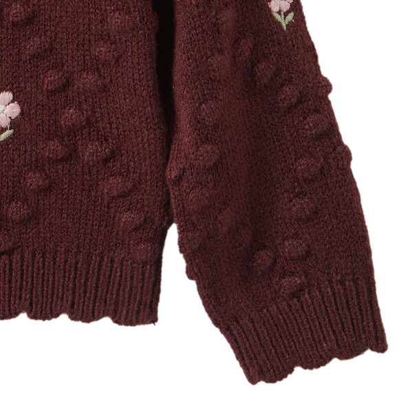 Mädchen Strickjacke mit Blumen-Stickerei