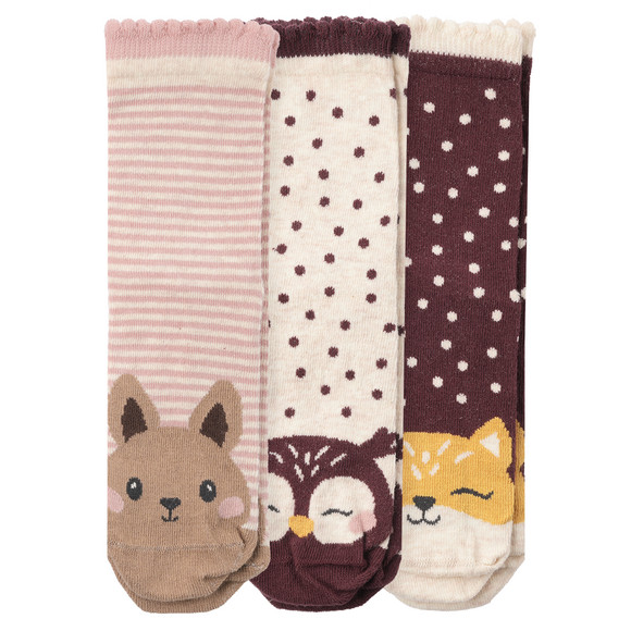 3 Paar Mädchen Socken mit Tier-Motiven