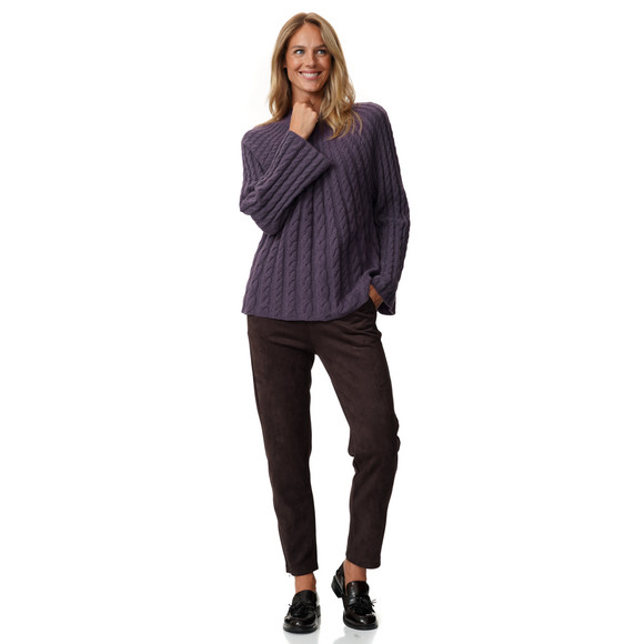Damen Strickpullover mit Zopfmuster