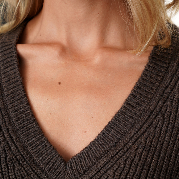 Damen Strickpullover mit V-Ausschnitt