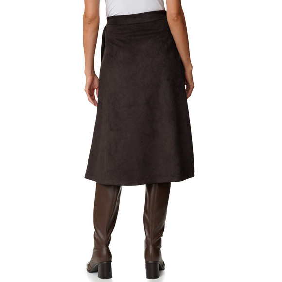 Damen Wickelrock in Veloursleder-Optik