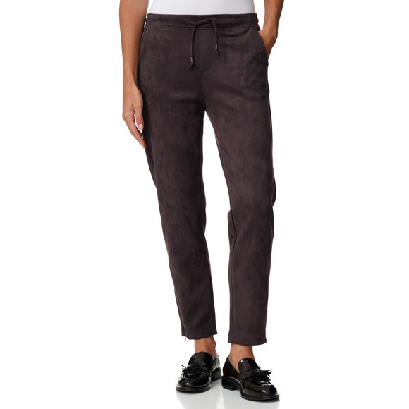 Damen Jogpants in Veloursleder-Optik