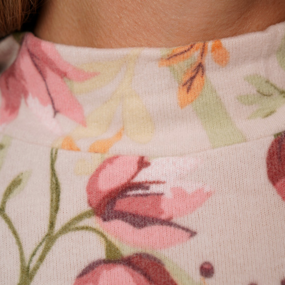 Damen Feinstrickshirt mit Blumen-Allover