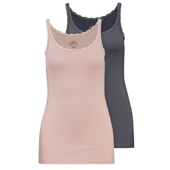 2 Damen Unterhemden mit Spitze