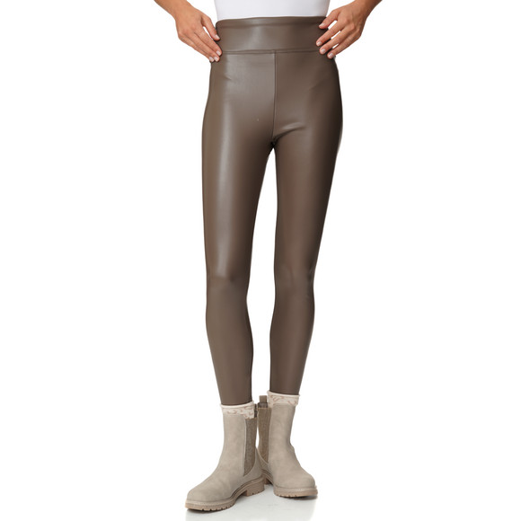 Damen Thermoleggings in Leder-Optik