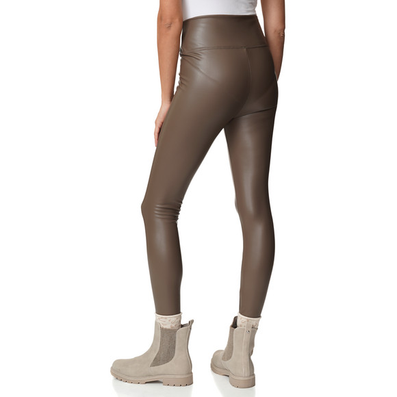 Damen Thermoleggings in Leder-Optik