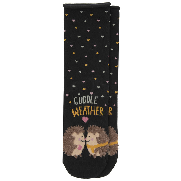 1 Paar Damen Socken mit Igel-Motiv