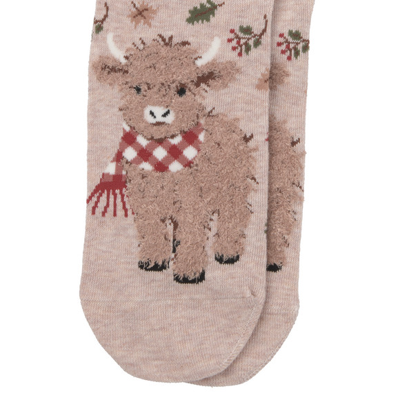 1 Paar Damen Socken mit Hochlandrind-Motiv