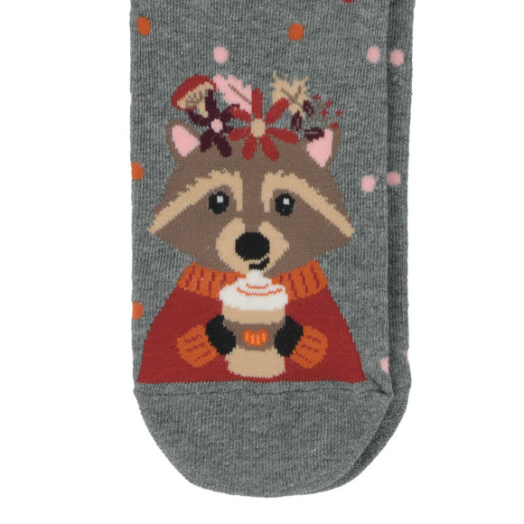 1 Paar Damen Socken mit Waschbär-Motiv