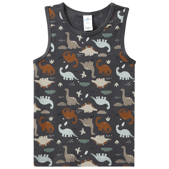 2 Jungen Unterhemden mit Dino-Motiven