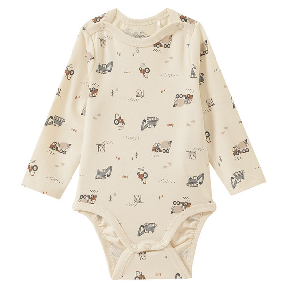 2 Baby Langarmbodys mit Fahrzeug-Prints