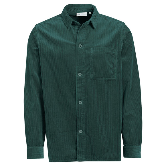 Herencorduroyhemd in effen kleuren