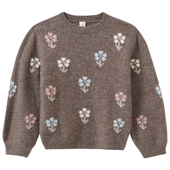 Mädchen Strickpullover mit Blumen-Motiv