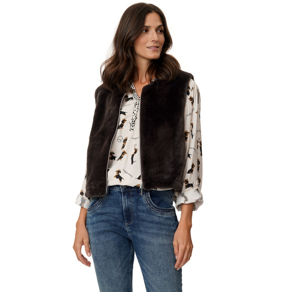 Damesvest met imitatiebont