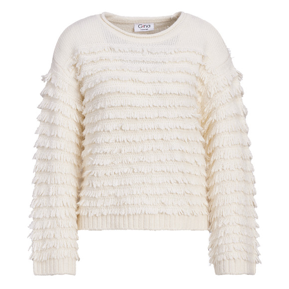Damen Strickpullover mit Feder-Optik