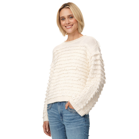 Damen Strickpullover mit Feder-Optik