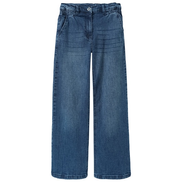 Mädchen Wide-Leg-Jeans mit verstellbarem Bund
