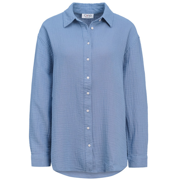 Damen Musselin-Bluse unifarben blau