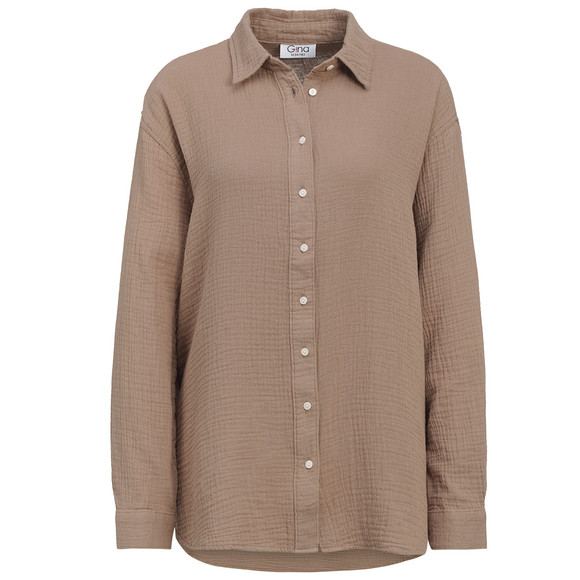 Damen Musselin-Bluse unifarben hellbraun