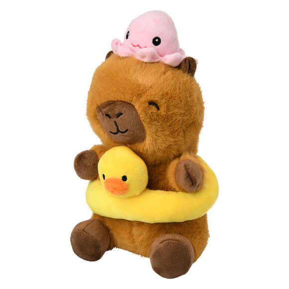 Capybara Plüschtier mit Schwimmring hellbraun