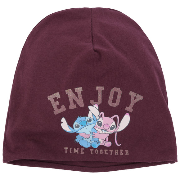Stitch-beanie met glitterprint