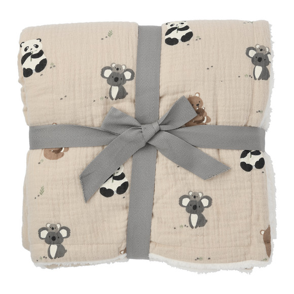 Musselin-Decke mit Teddyfleece